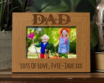 Personalised Dad I Love You Photo Frame Gift Oak Wood Finish