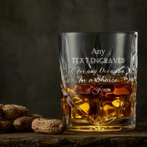 Customised Bespoke Personalised Crystal Cut Whisky Glass Any Text Engraved