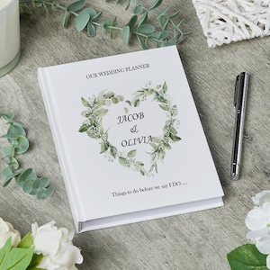 Personalised Wedding Planner Organiser Book Engagement Gift With Floral Heart