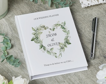 Personalisierter Hochzeitsplaner Organizer Buch Verlobungsgeschenk mit Blumenherz