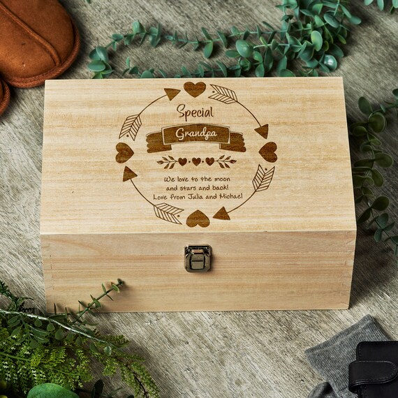 Special Grandpa Gift Personalised Large wooden Keepsake Box