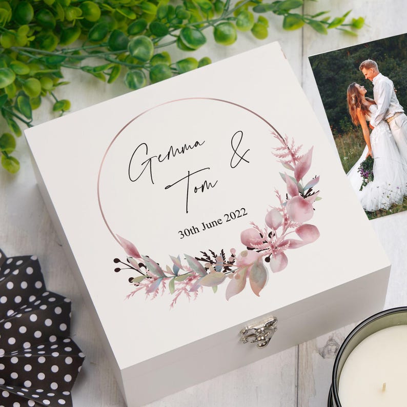 Personalised Keepsake Box Wedding Memory box Gift Medium Wood