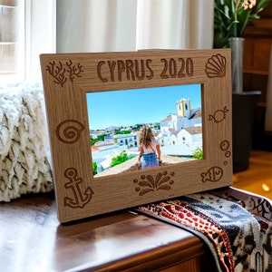 Personalised Beach Themed Holiday Landscape Wooden Photo Frame Gift