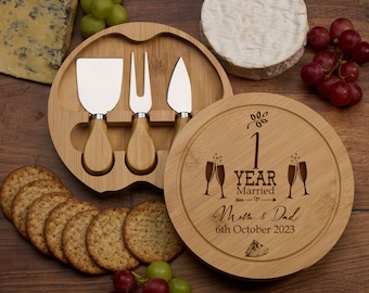 Personalised Wedding Anniversary Cheeseboard Gift For Couple