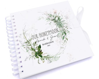 Personalised Honeymoon Scrapbook or Photo Album Botanical Themed