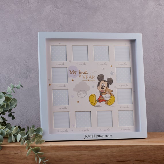 Baby's First Year Photo Frame - 12 Month Collage Frame, White, Holds 12 Pictures (15" X 7.3")