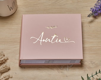 Auntie Photo Album Gift With Gold Script and leaf