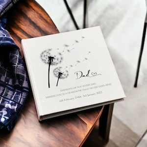 Large Traditional Book Bound Personalised Dad Remembrance Photo Album With Dandelions