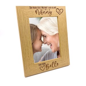 Personalised First Mothers Day as a Nanny Photo Frame Portrait