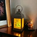 Personalised Son In Loving Memory Graveside Lantern Gift With Flame Effect