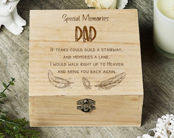 Dad In Loving Memory Engraved Wooden Keepsake Box Gift