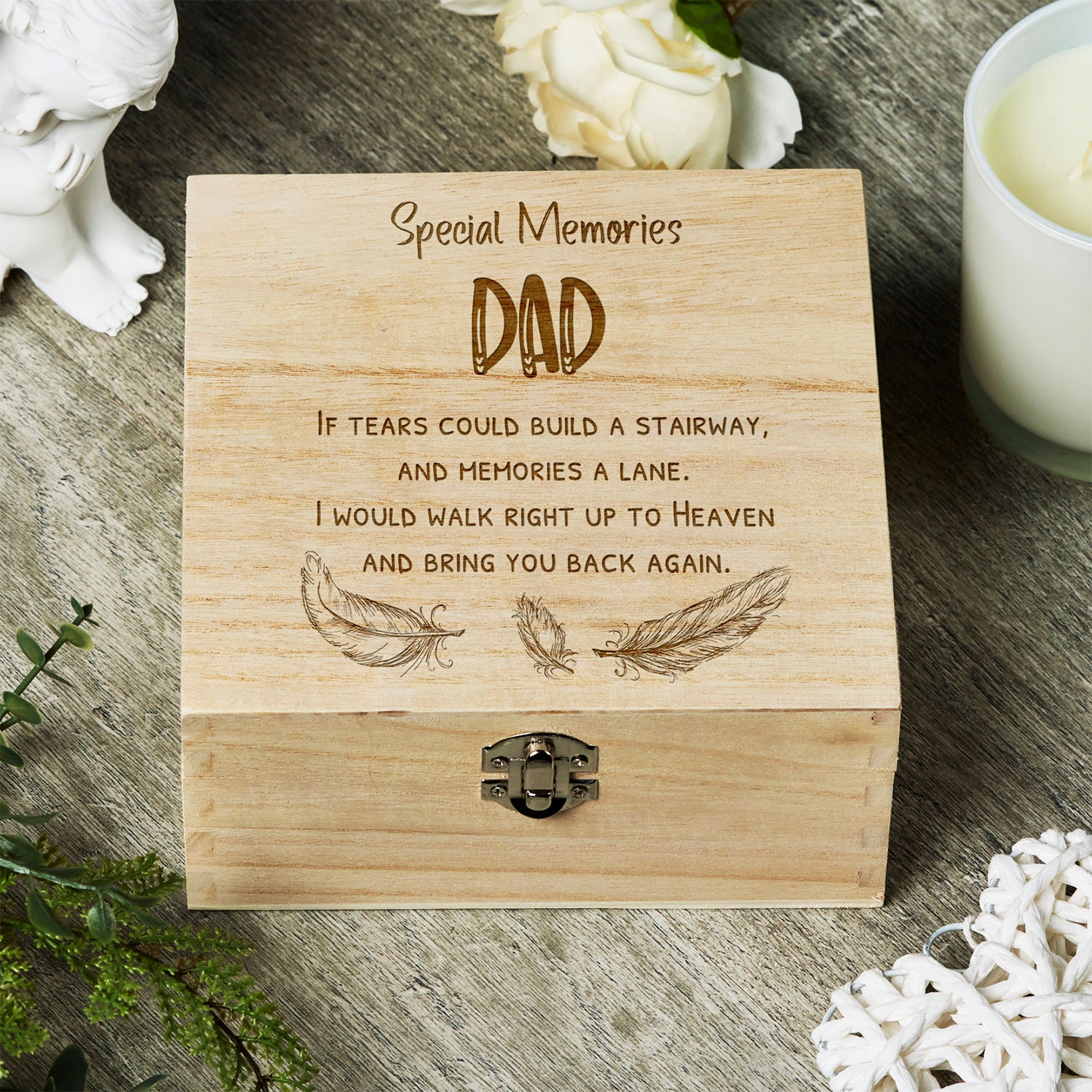 Dad in Loving Memory Engraved Wooden Keepsake Box Gift - Etsy