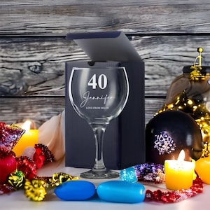 Personalised 40th Birthday Gin and Tonic Glass With Name and Sentiment Gift For Her