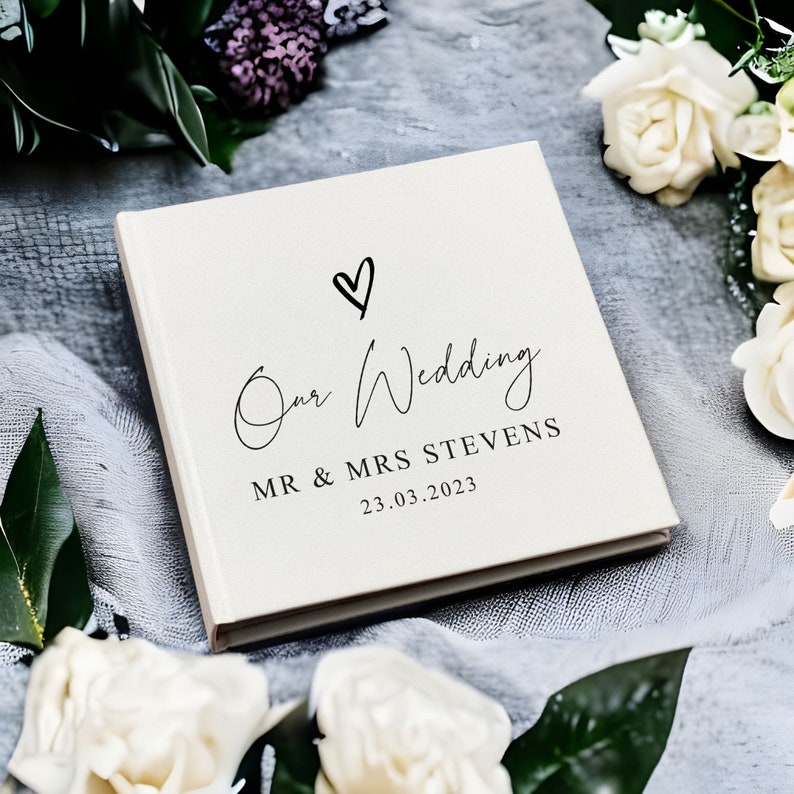 Large Traditional Book Bound Personalised Wedding Photo Album With Heart