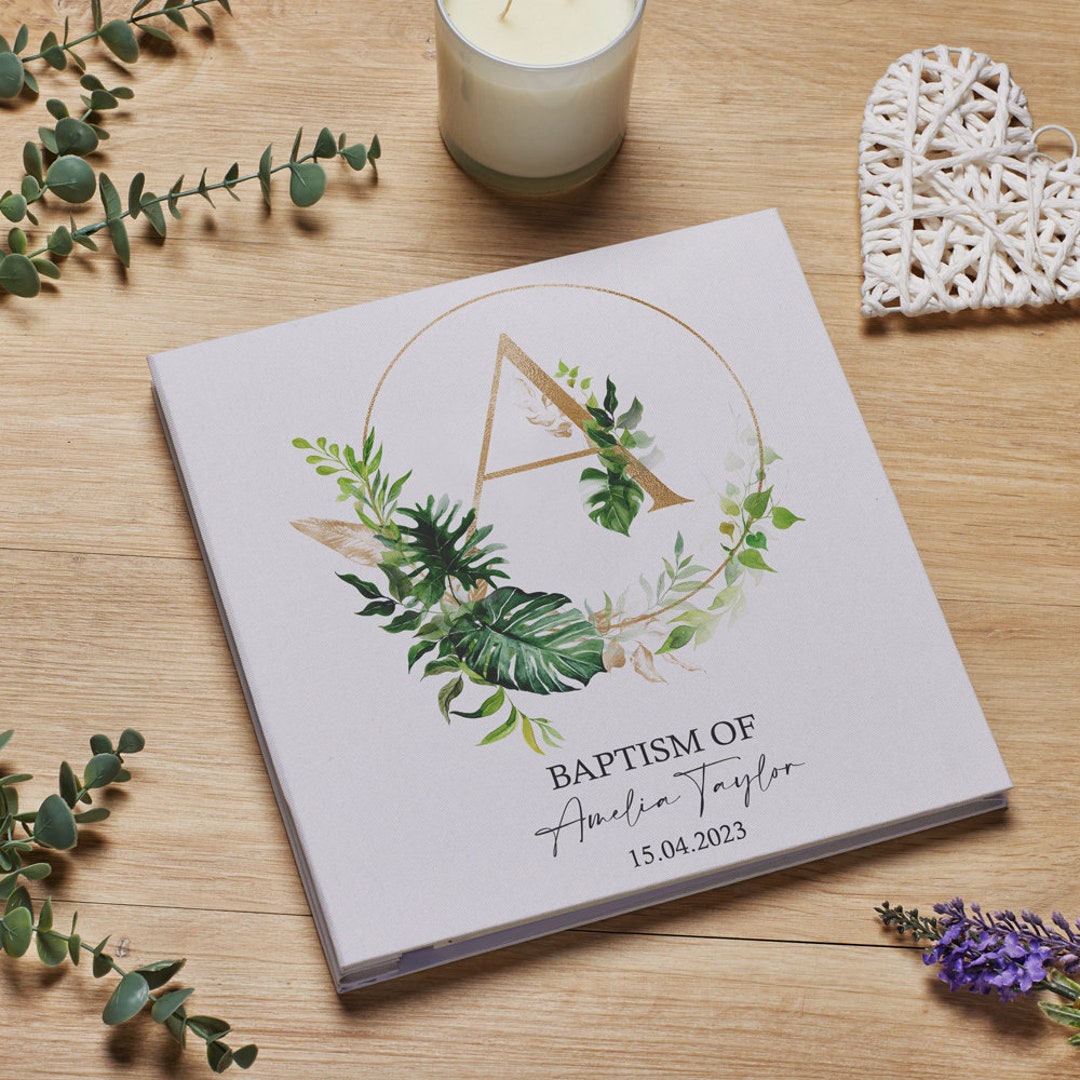 Buy Personalised Baptism Large Linen Cover Photo Album With Leaf Design  Online in India