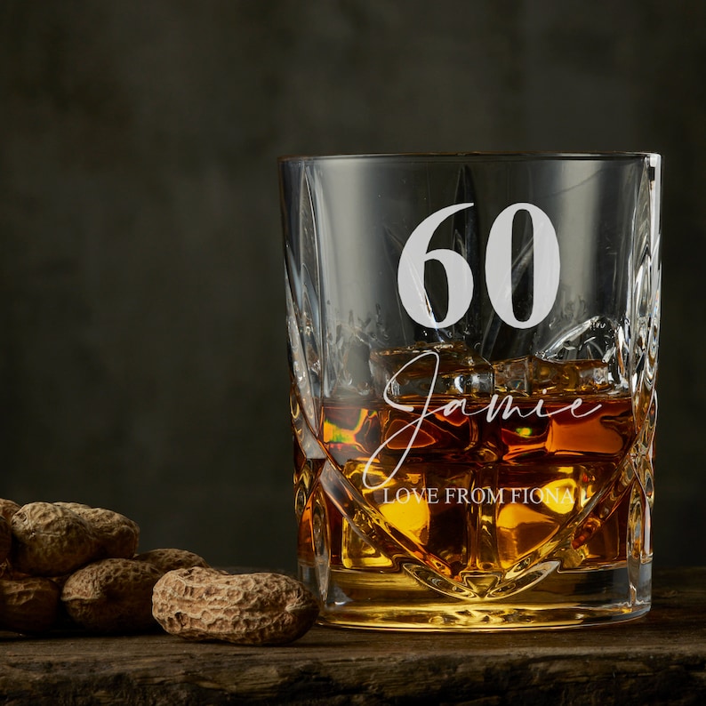 Engraved Personalised 60th Birthday Crystal Cut Whiskey Glass Etsy UK