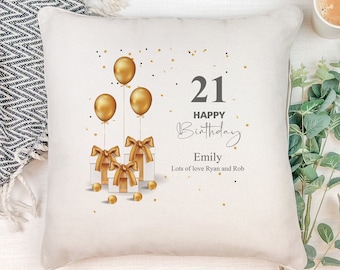 Personalised 21st Birthday Cushion Gift Present Design