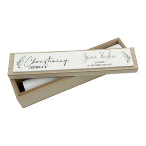 Personalised Christening Day Vintage Style Wooden Wedding Certificate Holder