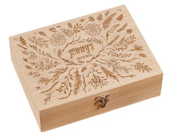 Personalised Floral Garden Seed Box Storage Gifts for Gardeners Any Name