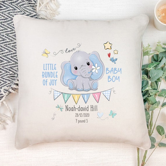 Personalised Baby Boy Nursery Cushion Gift