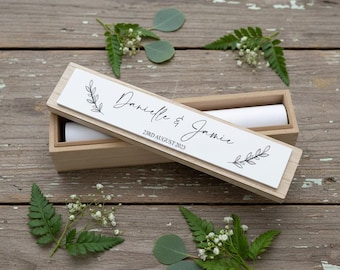 Personalised Vintage Style Wooden Wedding Certificate Holder Gift Keepsake