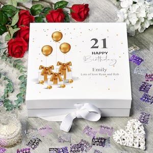 Personalised 21st Birthday Keepsake Memory Box Gold Presents