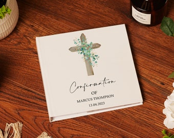 Personalised Confirmation 6x4" Slip in Photo Album Gift With Wood Cross