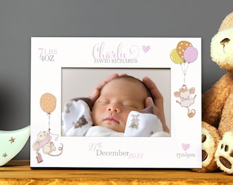 Personalised Baby Girl Photo Picture Frame With Birth Details