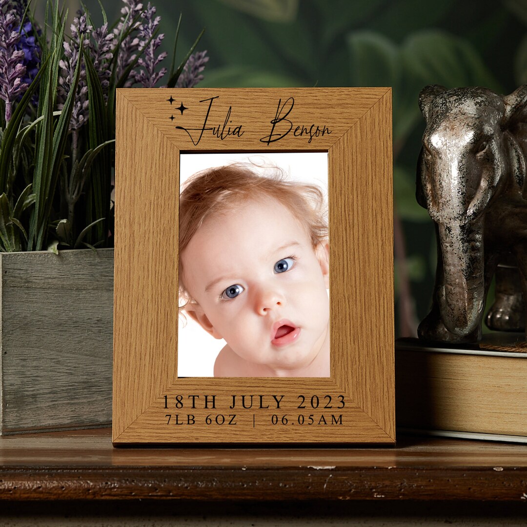 Personalised Portrait Baby Photo Frame, Newborn New Baby, Custom
