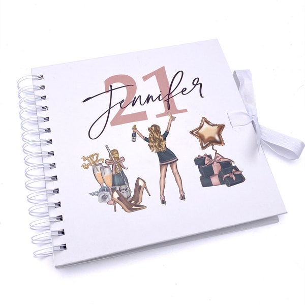 Personalised Any Age Birthday Scrapbook Photo album Or Guest Book 18th, 21st, 30th, 40th