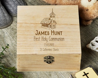 Personalised First Holy Communion Keepsake Memory Gift Box Engraved