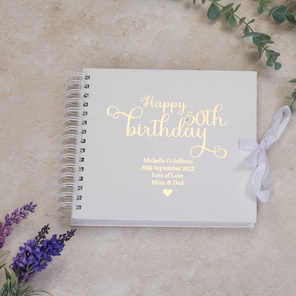 Personalised 50th Birthday Scrapbook Photo Album or Guest Book Gift