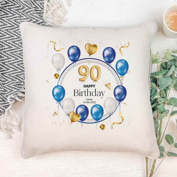 Personalised 90th Birthday Gift Cushion Present Design