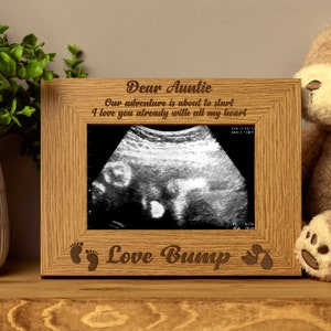 New Baby Pregnancy Scan Wooden Photo Frame Personalised Auntie Gift