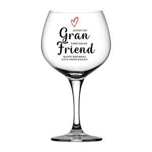 Personalised Gran Birthday Gin Cocktail Drink Glass Any Occasion