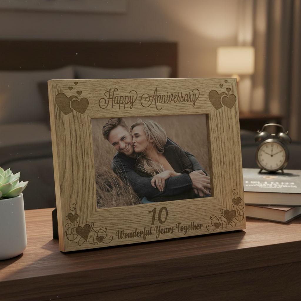 Happy 10th Anniversary Wooden Photo Frame Gift for Couple - Etsy