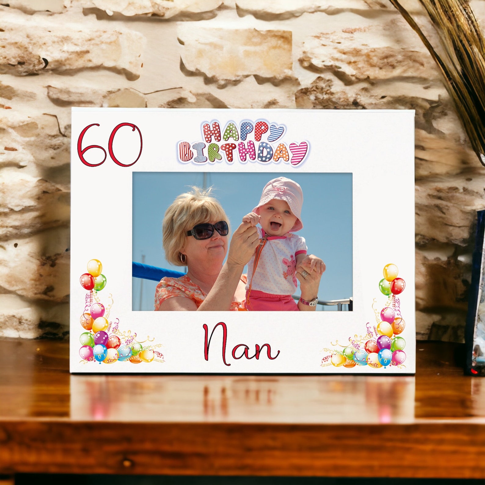 Personalised Colourful 60th Birthday Photo Frame Landscape With Name - Etsy