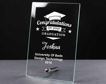 Personalised Congratulations On Your GRADUATION Gift Glass Plaque