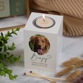 Personalised Pet Memorial Photo Candle Tealight Holder | White Painted Wood | Inset Metal Dish | 10Cm X 7Cm