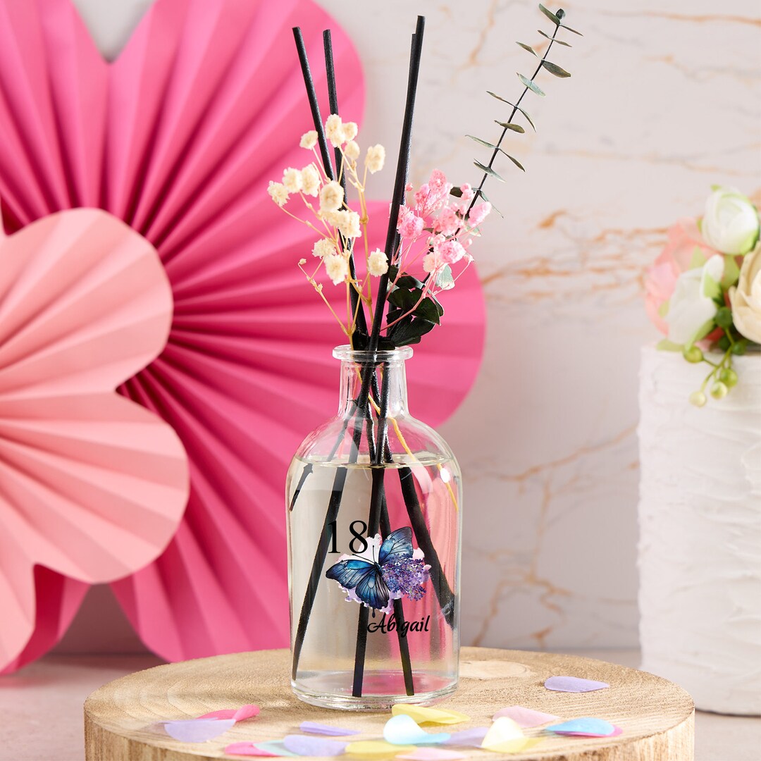 Personalised Landmark Birthday Floral Butterfly Reed Diffuser Gift ...