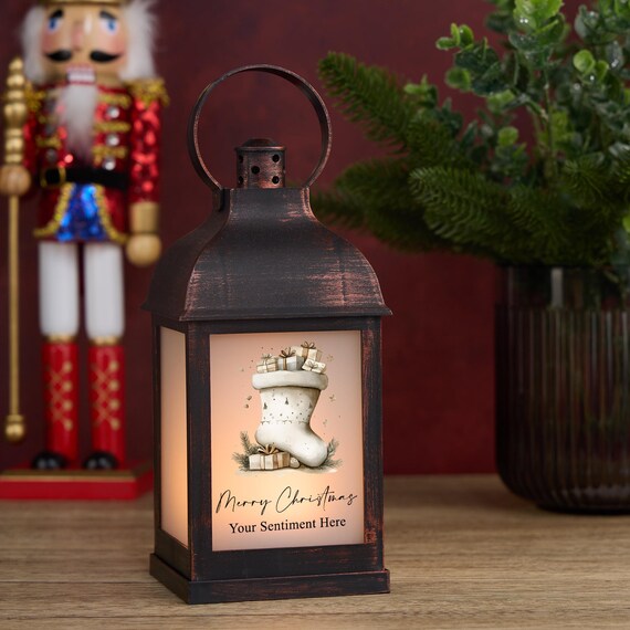 Personalisierte Weihnachtsleuchte Laterne Geschenk mit Strumpf