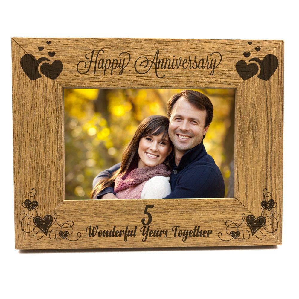 Engraved Make You The Happiest Photo Frame Custom 5 Years Together