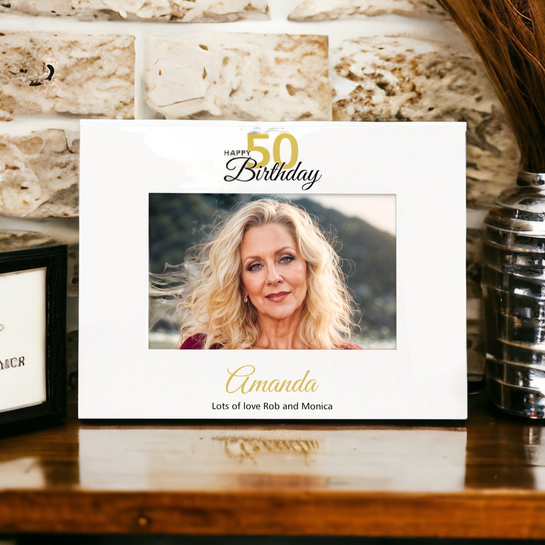 Personalised 50th Birthday Photo Frame Landscape With Name and Etsy