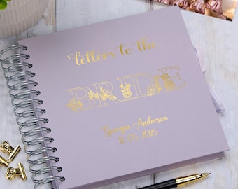 Custom Letters to the Bride Guest Book, Personalised Bridal Shower Scrapbook, Floral Letters Bride-to-Be Gift Keepsake Album