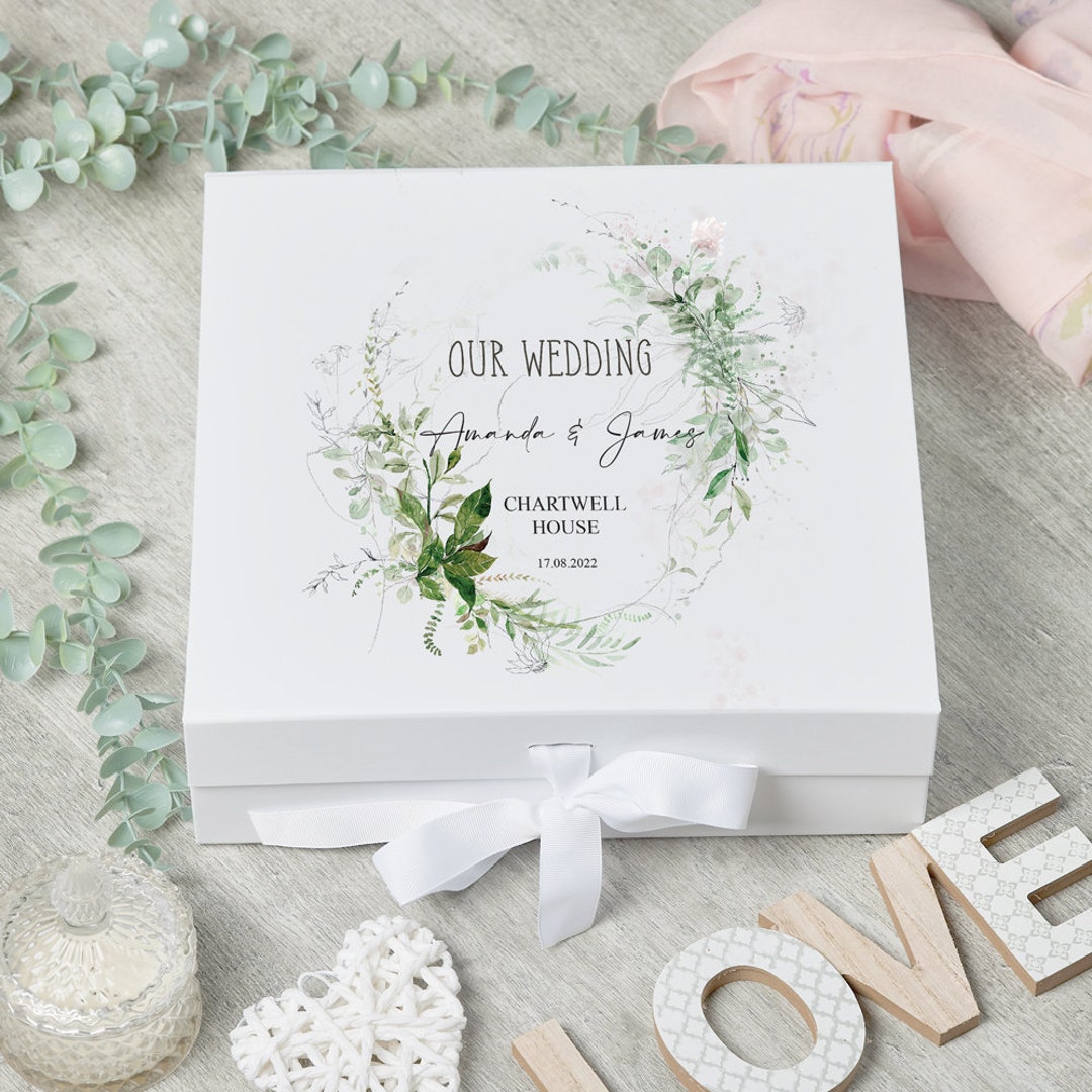Personalised Wedding Keepsake Box Gift With Botanical Design - Etsy UK
