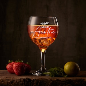 Personalised Auntie Gin and Tonic Glass With Sentiment Gift Boxed