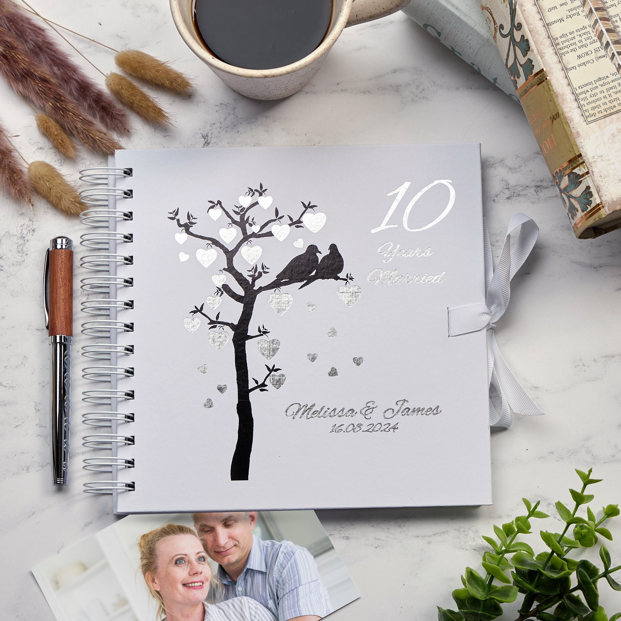 Personalised 10th Anniversary Keepsake Guest Book Photo Album With