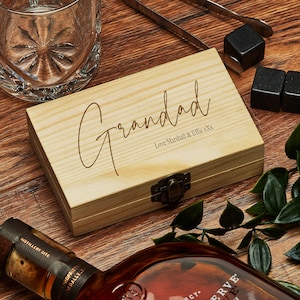 Personalised Grandad  Whisky Stones In Engraved Gift Box
