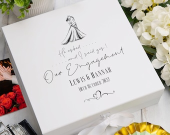 Personalised He Asked I Said Yes Our Engagement Keepsake Memory Box Gift