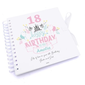 Personalised Any Age Happy Birthday Gift For Her Scrapbook Photo album Or Guest Book 18th, 21st, 30th, 40th